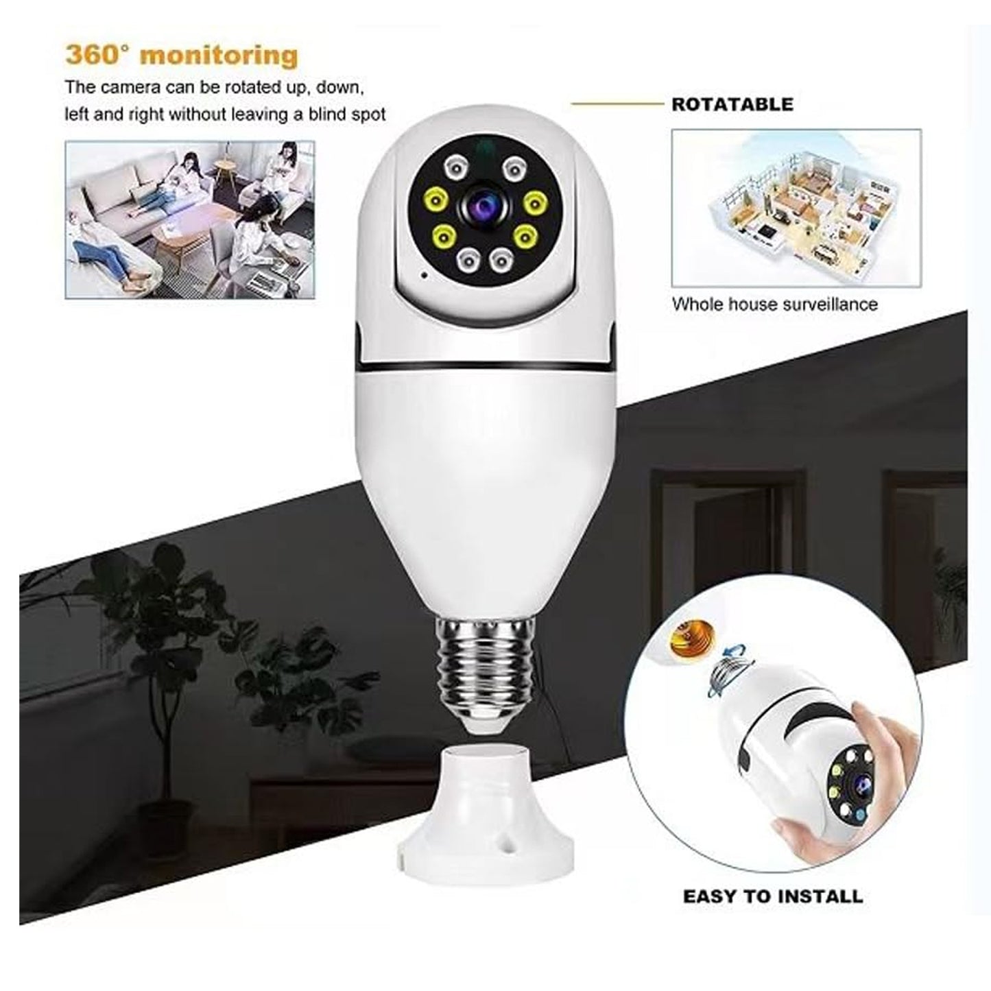 V380 Pro Fisheye 360 Degree Panoramic Wireless Wifi Ip Cctv Security Camera (Pack Of 1) - Happy Price - Image 6