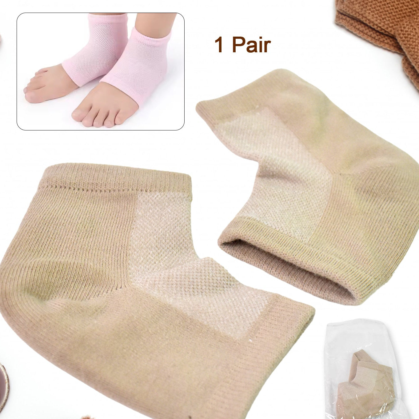 Heel Socks Overnight Heels While You Sleep (1 Pair  Mix Color) - Happy Price - Image 1