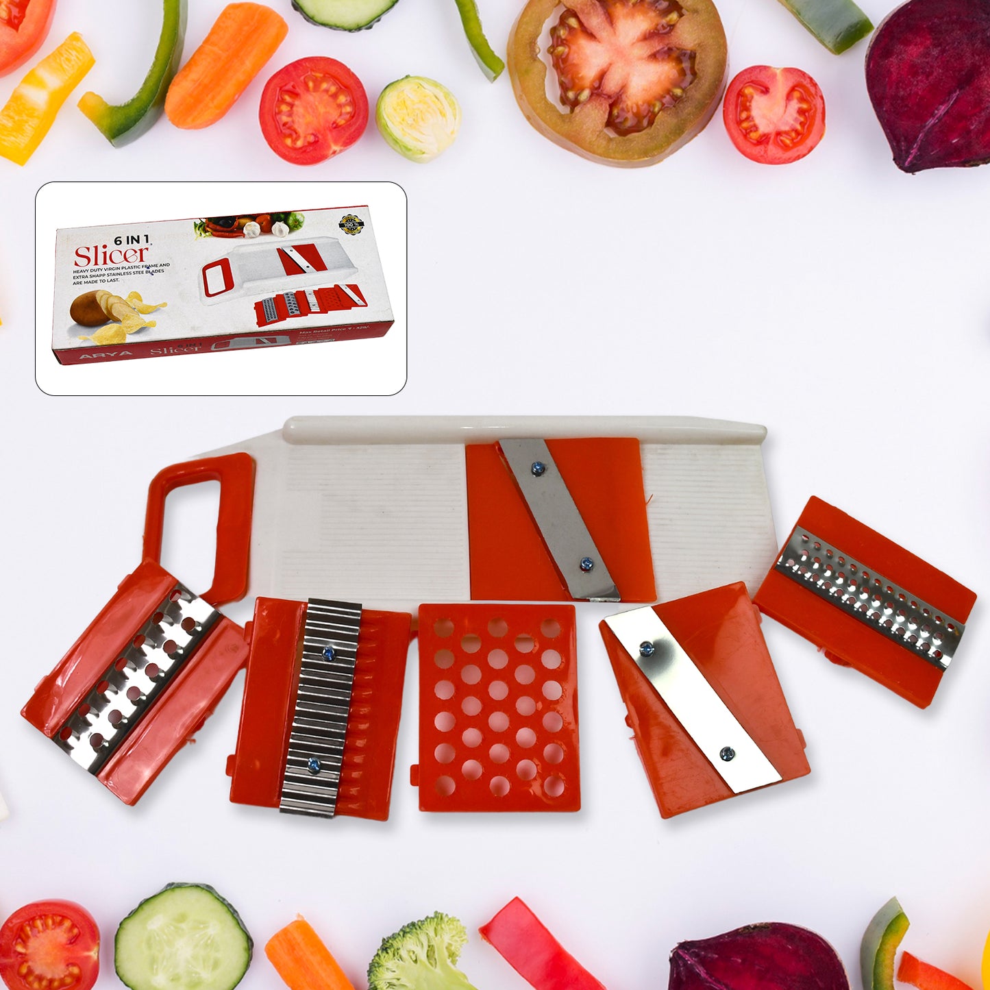 Plastic 6 In 1 Vegetables Slicer Cutter And Fruit Dicer Grater (1 Set) - Happy Price - Image 2