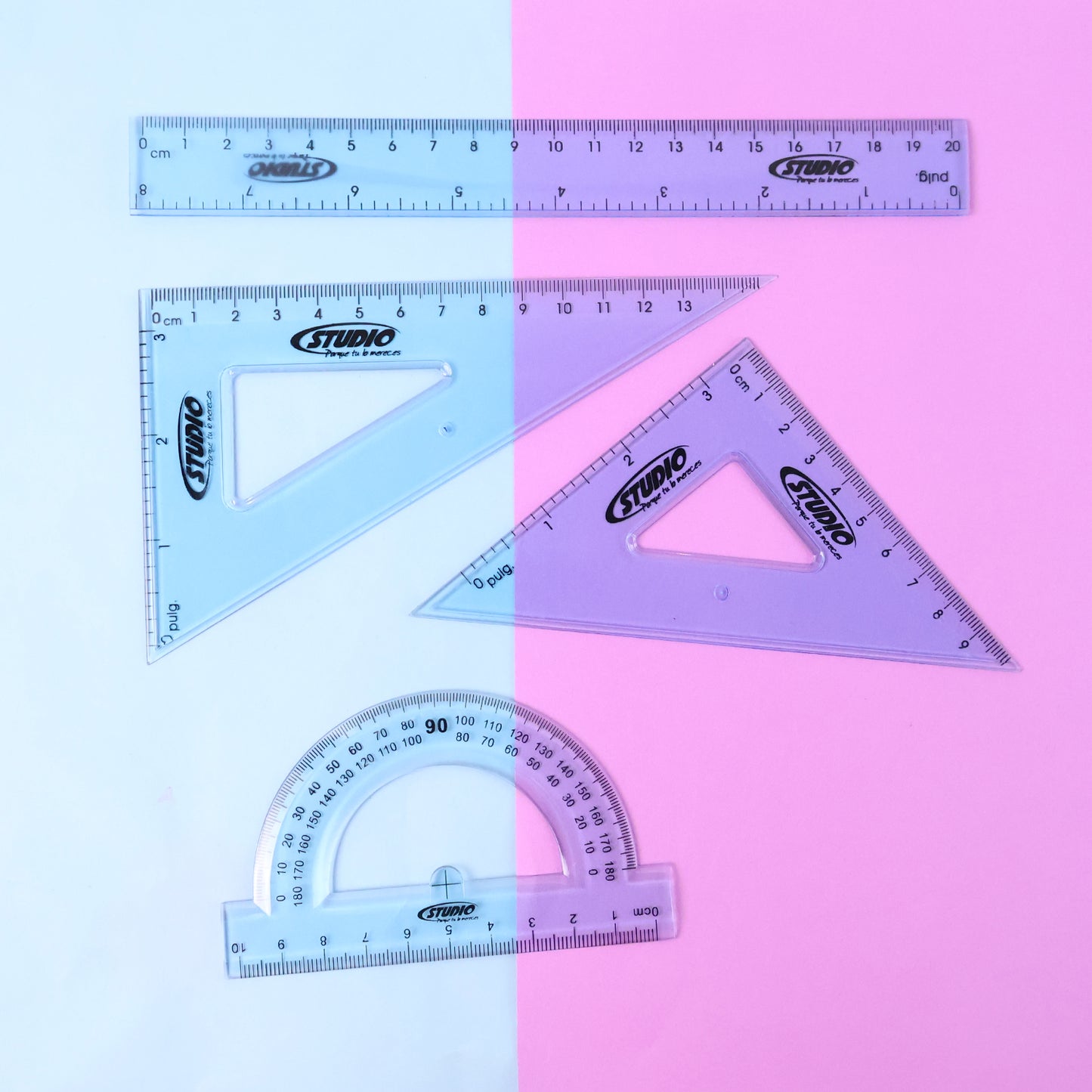 4-piece Transparent Geometry Instrument Set With Ruler - Happy Price - Image 4