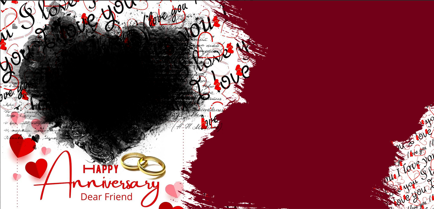 Burgundy Romance Friend Anniversary – Custom Photo Print Ceramic Mug (11oz) - Personalized Gift with Golden Rings