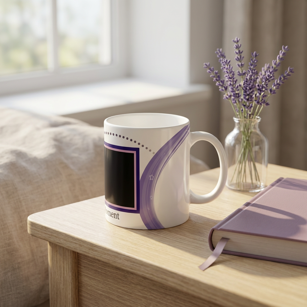 Sweet Moment Lavender Swirl – Custom Photo Print Ceramic Mug (11oz) - Personalized Gift for Memories