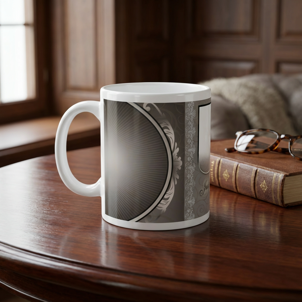 Silver Elegance 'Just Enjoy' – Custom Photo Print Ceramic Mug (11oz) - Personalized Gift & Keepsake