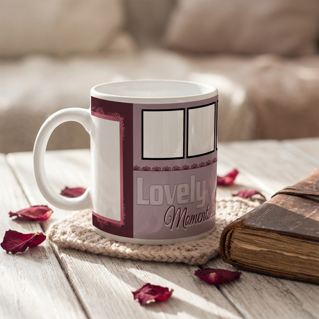Lovely Moments Collage – Custom Photo Print Ceramic Mug (11oz) - Personalized Gift 4-Photo Layout
