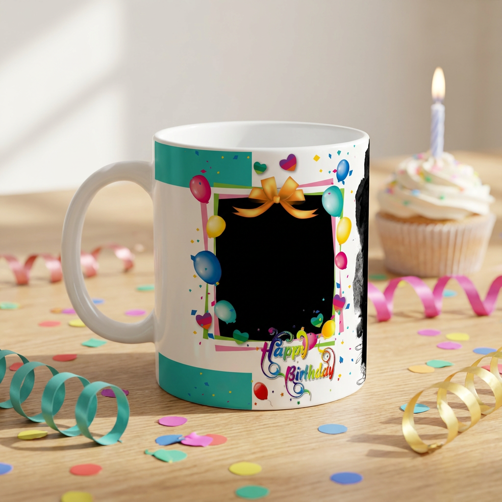 Festive Balloon Collage – Custom Photo Print Ceramic Mug (11oz) - Personalized Gift for Birthday