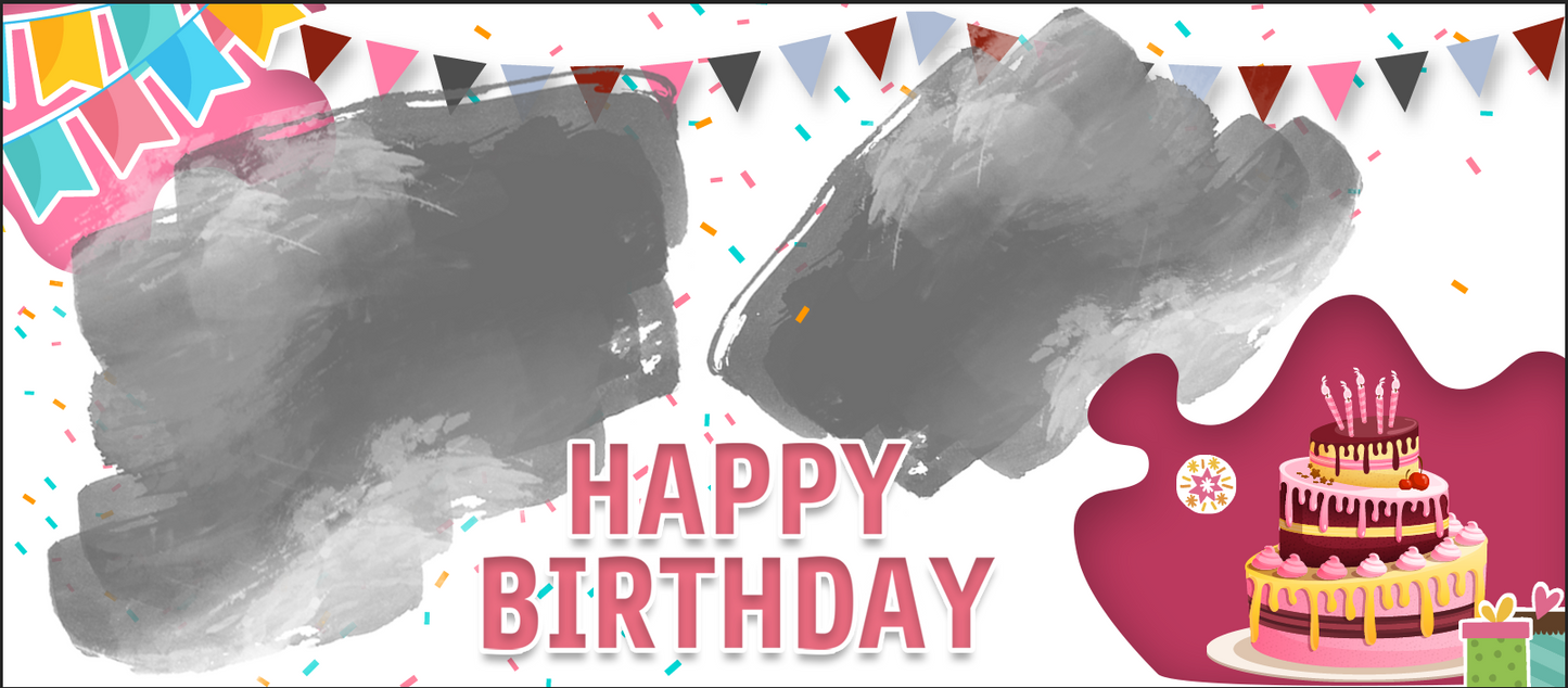 Festive Cake & Confetti – Custom Photo Print Ceramic Mug (11oz) - Personalized Gift Dual Photo Layout