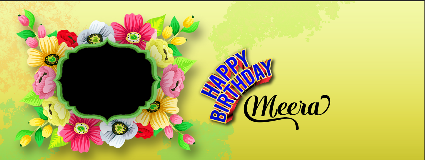 Vibrant Floral Frame Birthday – Custom Photo Print Ceramic Mug (11oz) - Personalized Name Gift