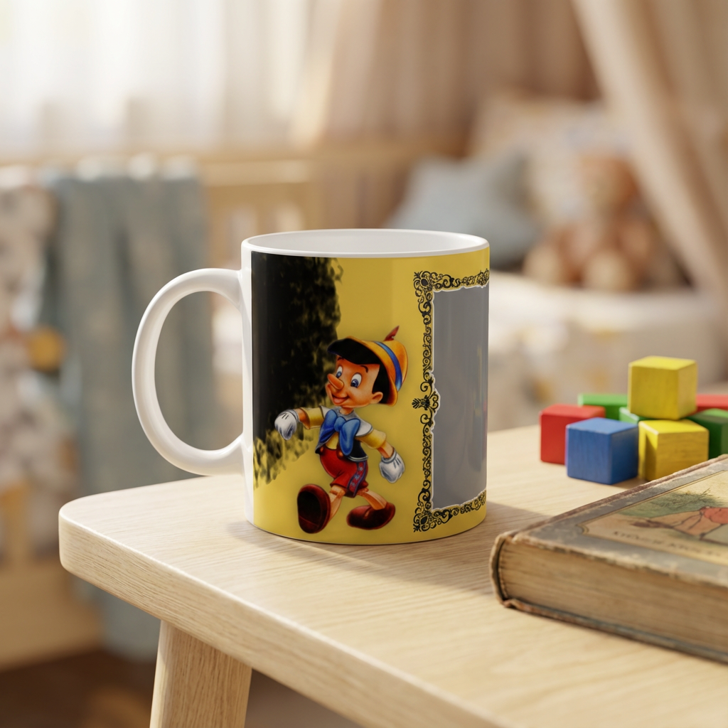 Playful Pinocchio Adventure – Custom Photo Print Ceramic Mug (11oz) - Personalized Kids Birthday Gift