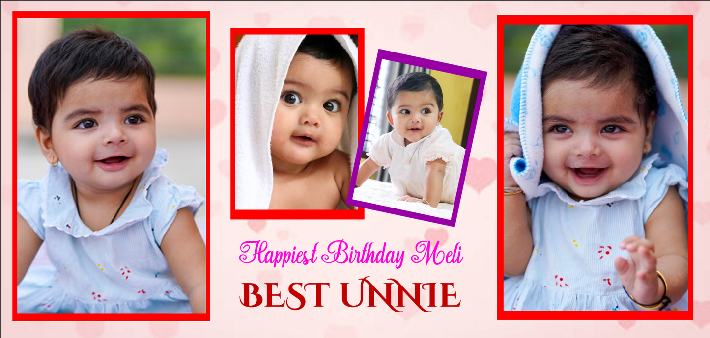 Best Unnie Pink Heart Collage – Custom Photo Print Ceramic Mug (11oz) - Personalized Gift 4 Photo Slots