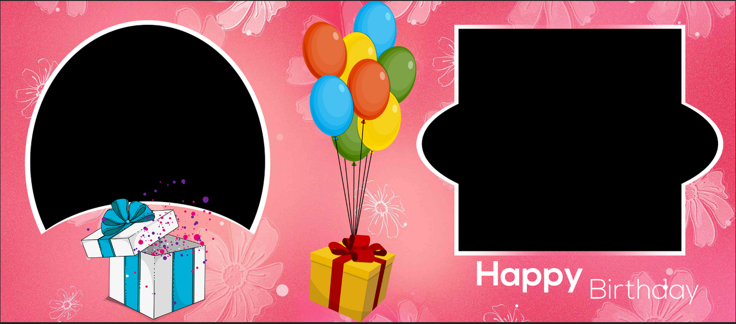 Pink Balloon Celebration – Custom Photo Print Ceramic Mug (11oz) - Personalized Gift & Dual Photo Layout