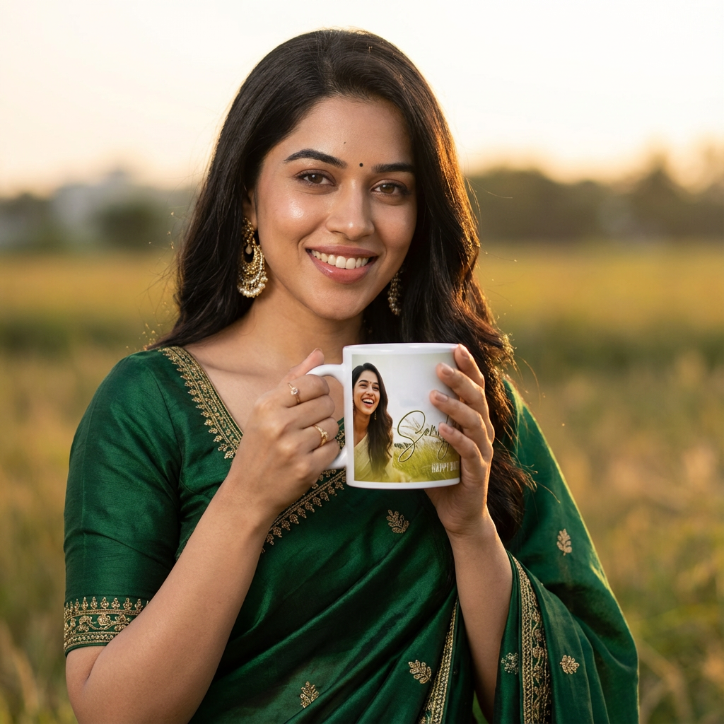 Golden Sunset Glow – Custom Photo Print Ceramic Mug (11oz) - Personalized Gift for Her