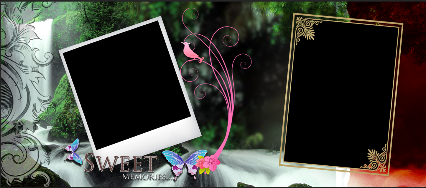 Nature Waterfall Sweet Memories – Custom Photo Print Ceramic Mug (11oz) - Dual Photo Slots