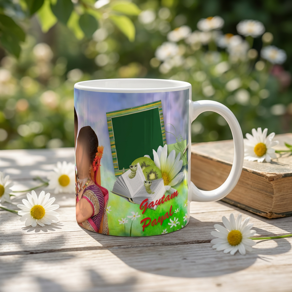 Garden Romance Wedding Collage – Custom Photo Print Ceramic Mug (11oz) - Personalized 3-Photo Layout