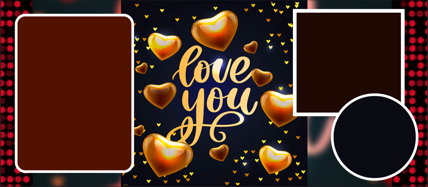 Golden Hearts Love You – Custom Photo Print Ceramic Mug (11oz) - Romantic 3-Photo Collage