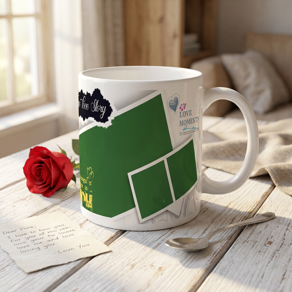 True Love Story Collage – Custom Photo Print Ceramic Mug (11oz) - Personalized 3-Photo Layout