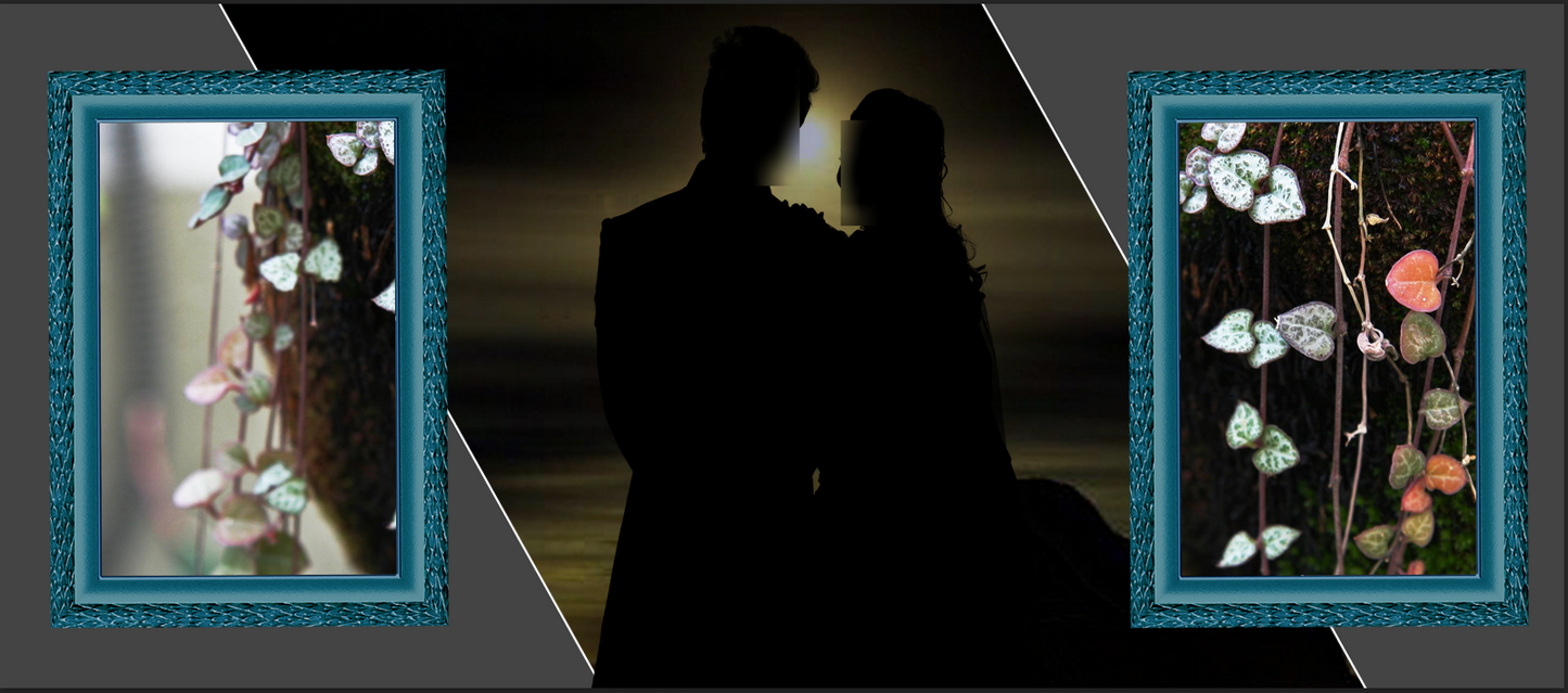 Midnight Romance Silhouette – Custom Photo Print Ceramic Mug (11oz) - Personalized Gift with Dual Picture Frames