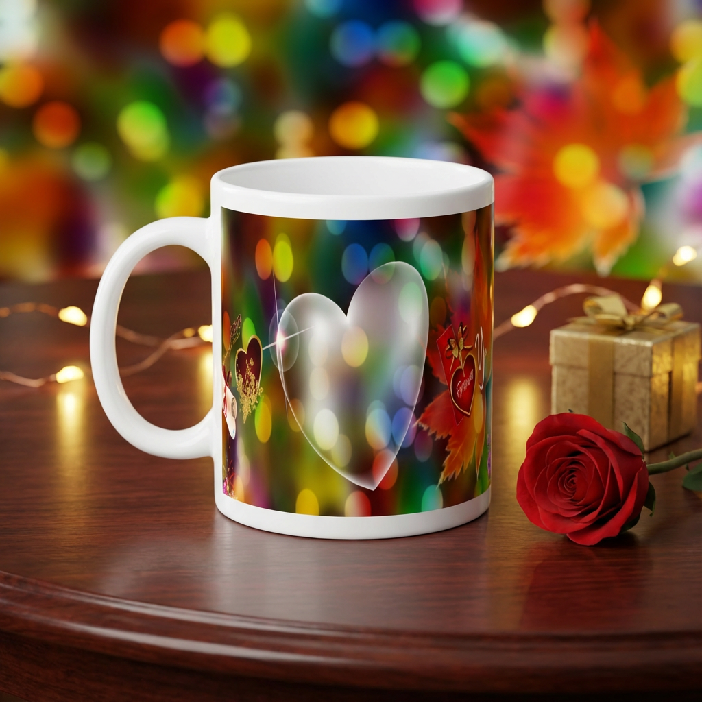 Forever Love Bokeh – Custom Photo Print Ceramic Mug (11oz) - Personalized Gift for Couples