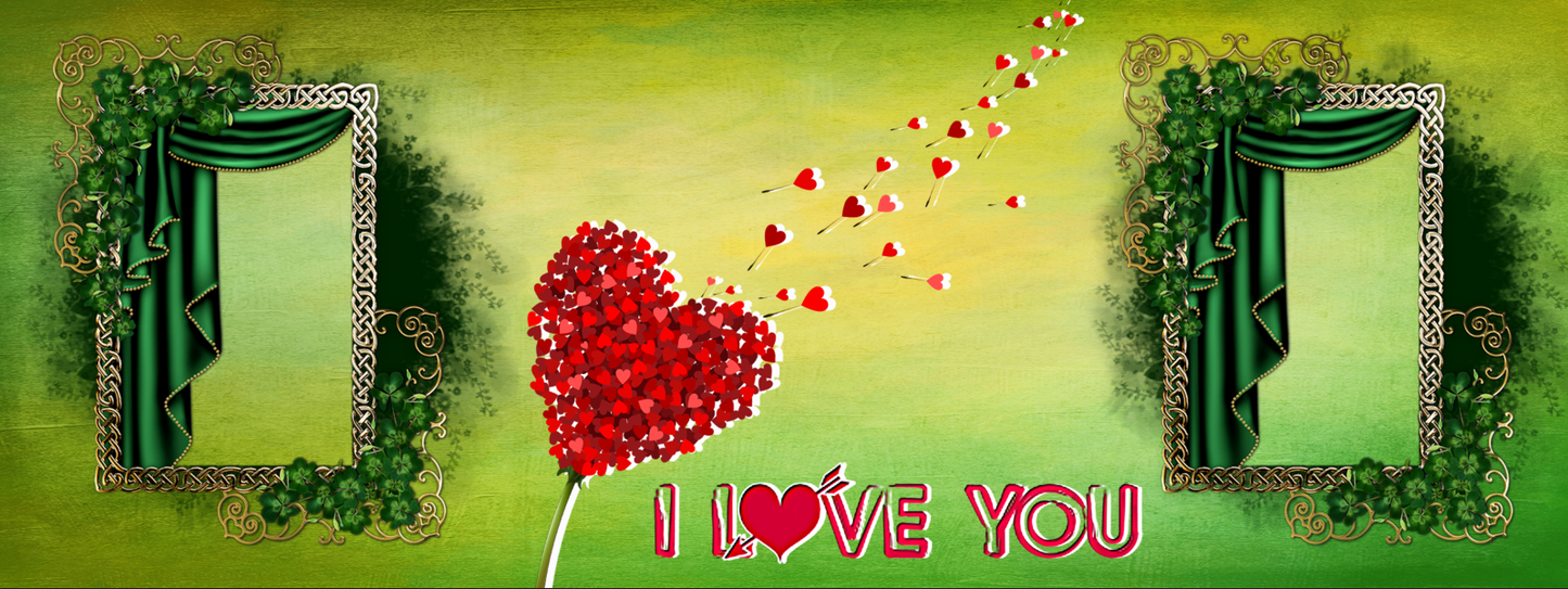 Emerald Celtic Love – Custom Photo Print Ceramic Mug (11oz) - Personalized Gift with Dual Frames