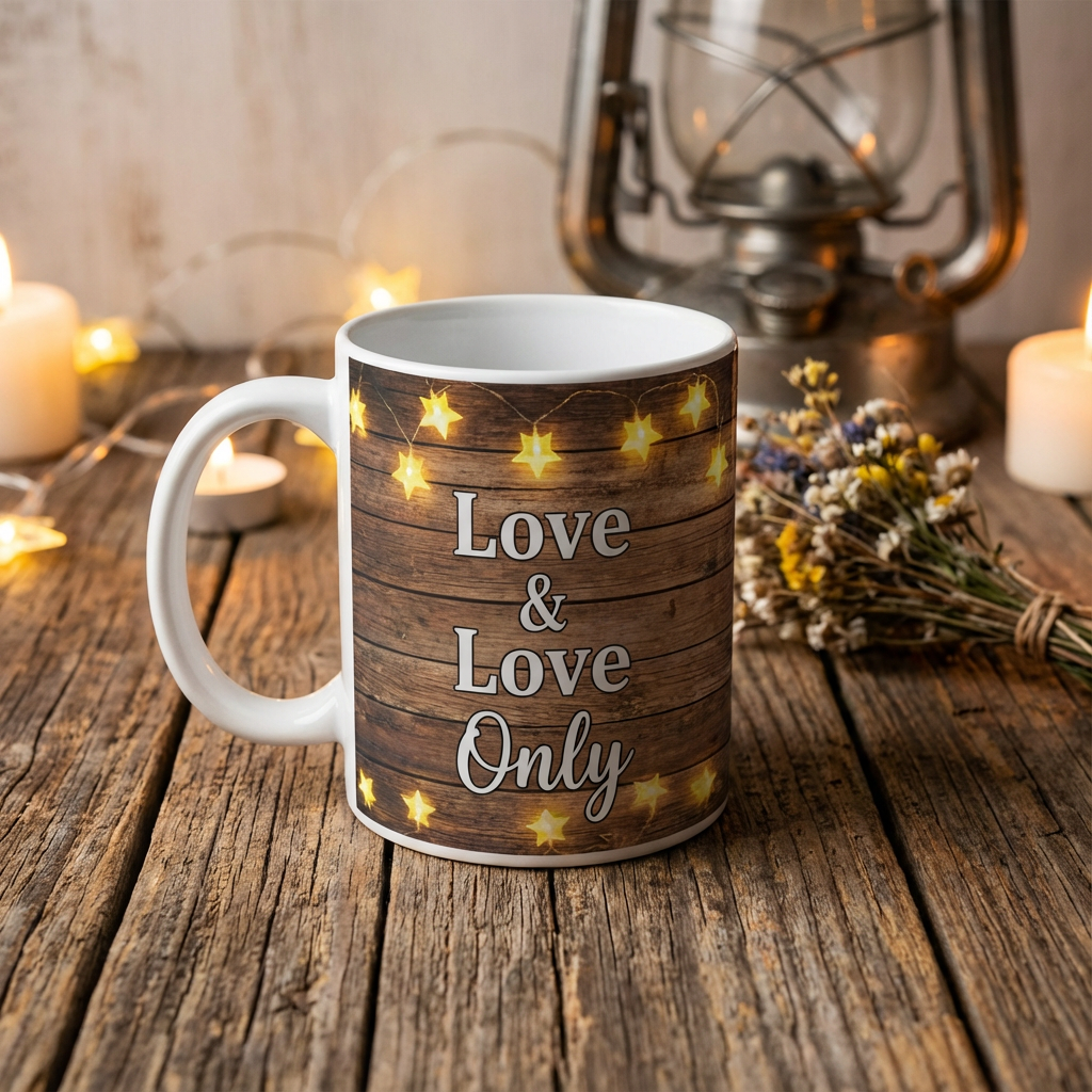 Love & Love Only – Custom Photo Print Ceramic Mug (11oz) - Romantic Personalized Gift