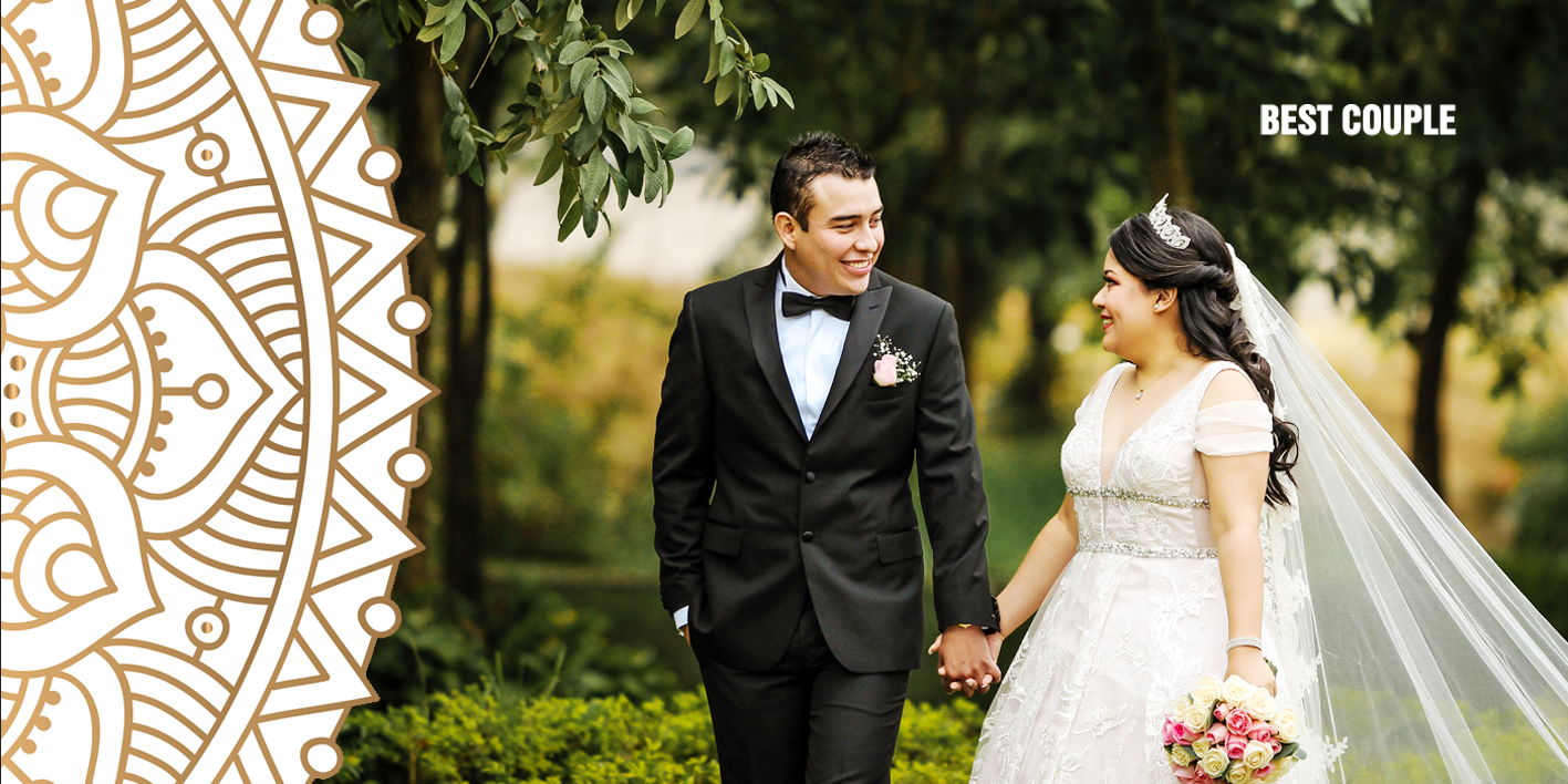 Golden Mandala Best Couple – Custom Photo Print Ceramic Mug (11oz) - Personalized Gift for Newlyweds