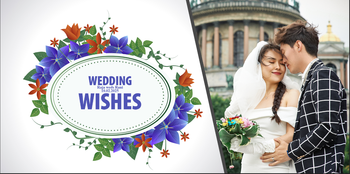 Floral Wedding Wishes – Custom Photo Print Ceramic Mug (11oz) - Personalized Couple Gift