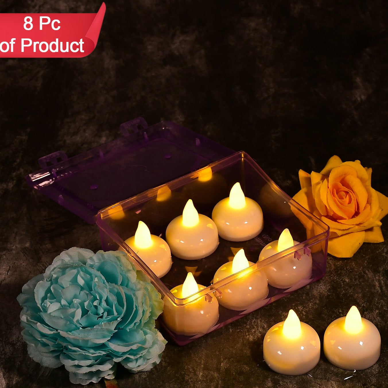Set Of 8pcs With Transparent Box. Flameless Floating Candles Battery Operated Tea Lights Tealight Candle - Decorative Wedding. - Happy Price - Image 1