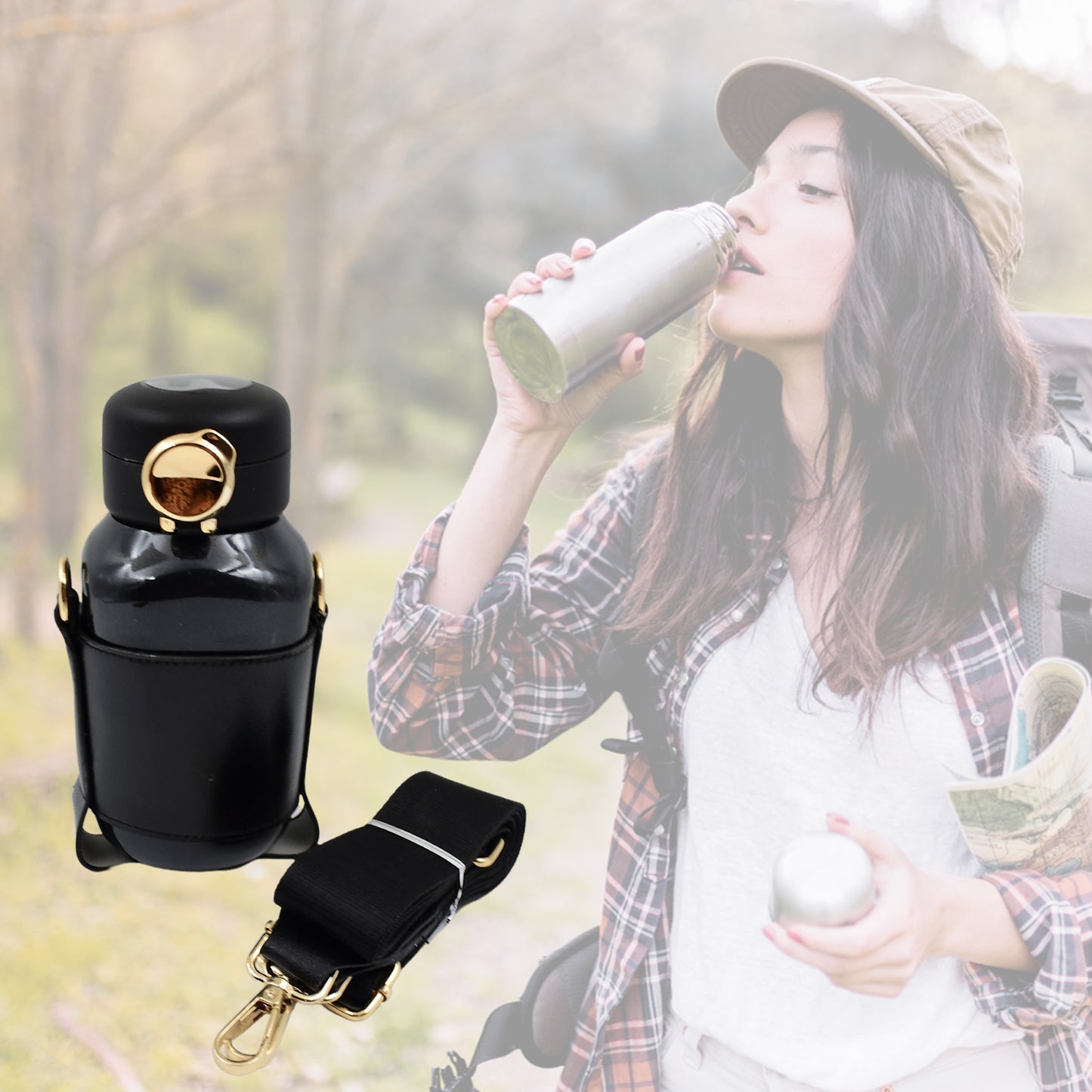 Thermos Steel Bottle Push Button  Fashion Cup Temperature Display Bottle (420 Ml) - Happy Price - Image 3