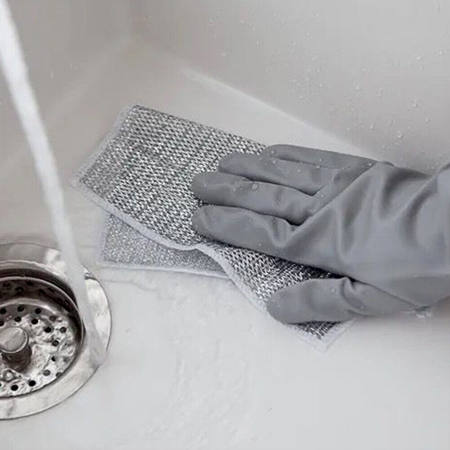 Double-sided Multipurpose Microfiber Cloths Stainless Steel Scrubber Non-scratch Wire Dishcloth Durable Kitchen Scrub Cloth (1 Pc  20x20 Cm) - Happy Price - Image 3