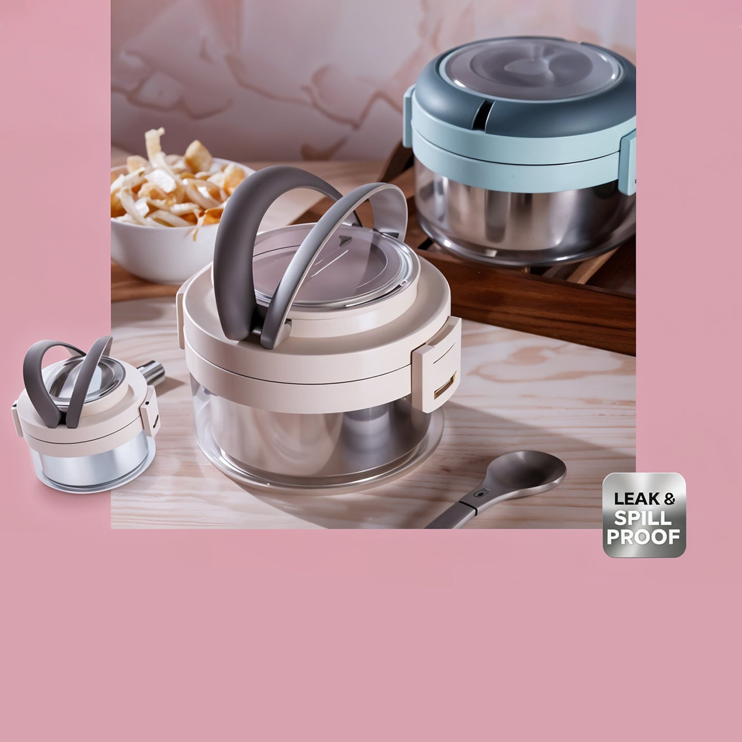 Ganesh Tiara 400ml Stainless Steel Insulated Lunch Box With Leakproof Lid  Folding Spoon - Happy Price - Image 3