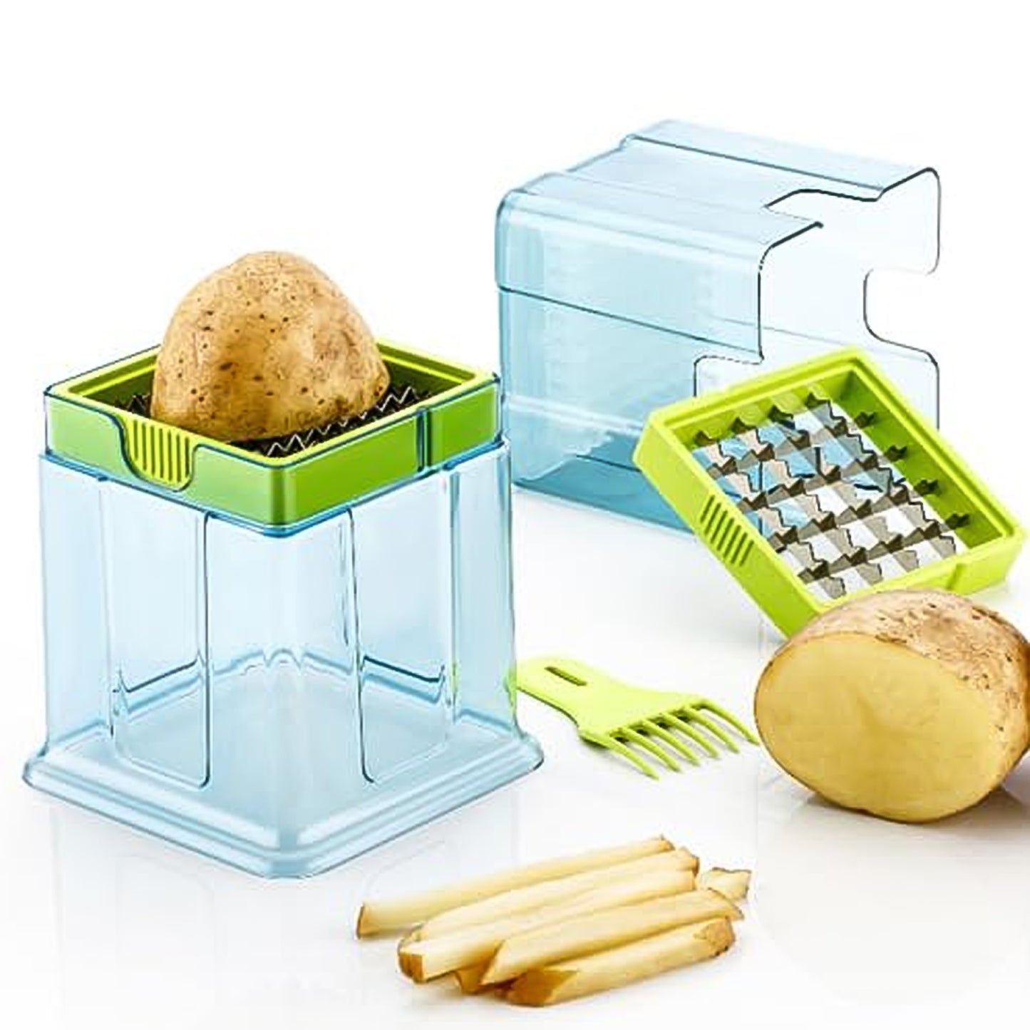 2 In 1 Potato Chipser  Slicer French Fries Maker Finger Chips  Plastic  Two Blades Finger Chips Cutter For Kitchen Accessoryvegetable Fruit Slicer (1 Pc) - Happy Price - Image 6