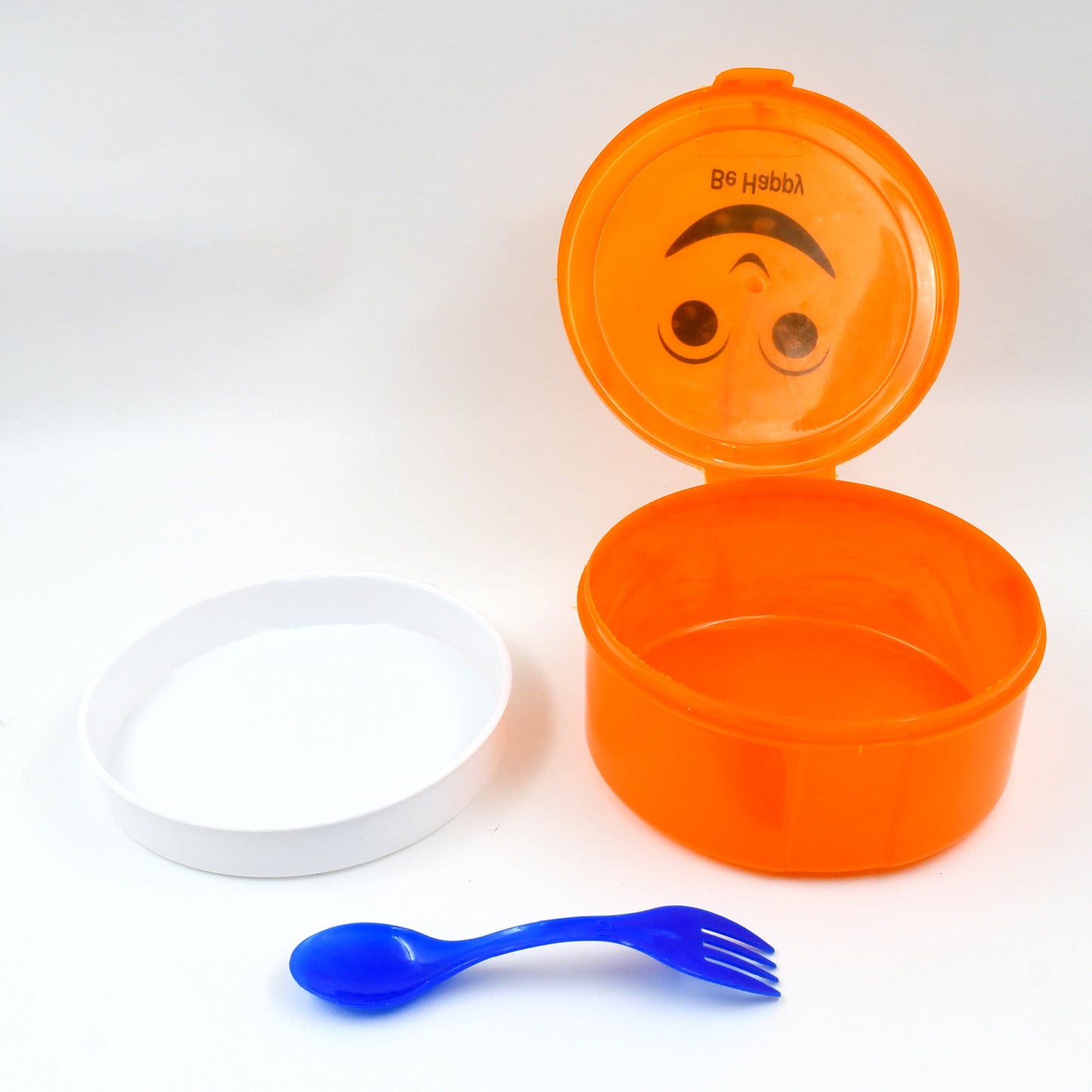 Smily Plastic Lunch Box Small Box With 2in1 Spoon Pack Of 1 - Happy Price - Image 4