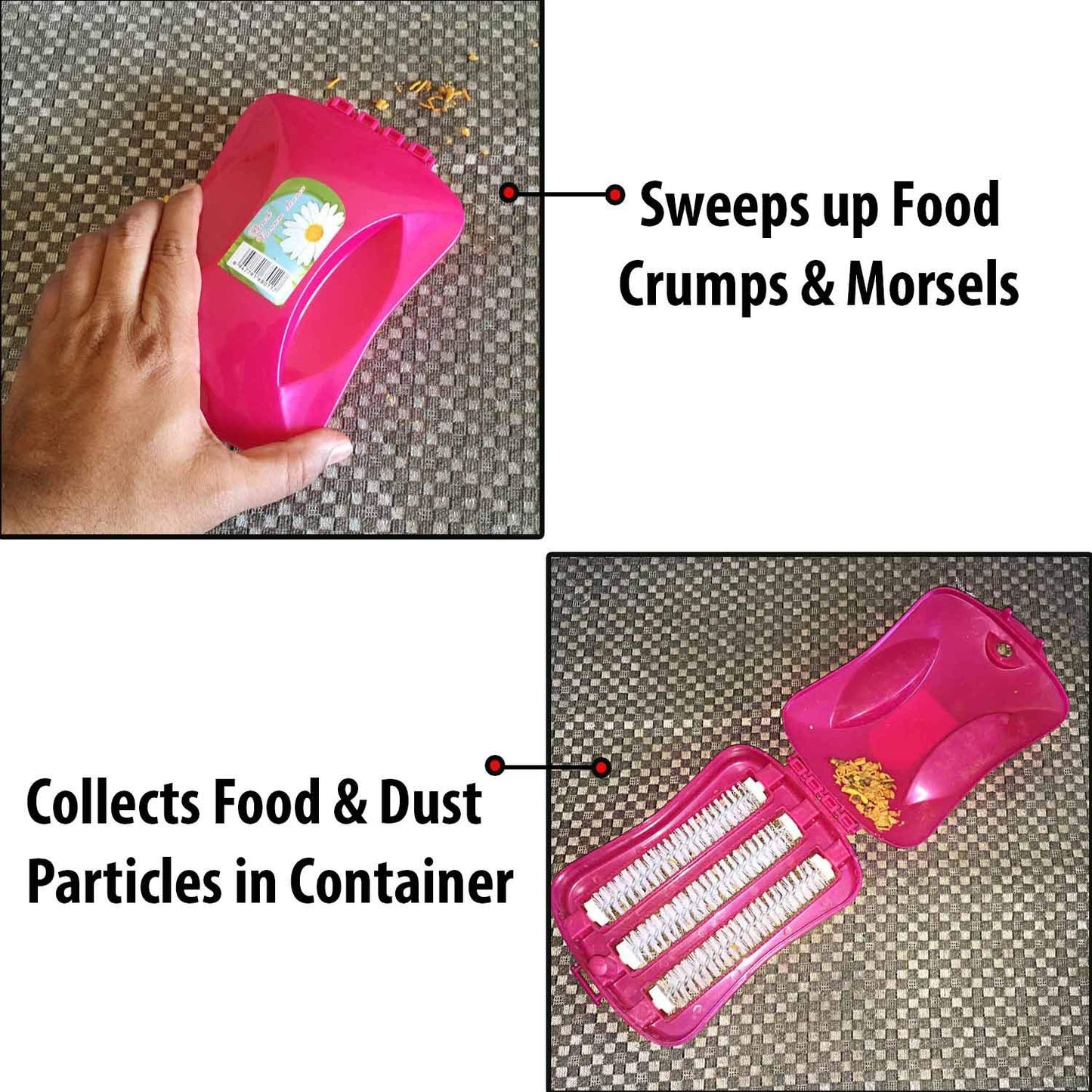 Plastic Handheld Carpet Roller Brush Cleaning With Dust Crumb Collector Wet And Dry Brush - Happy Price - Image 2