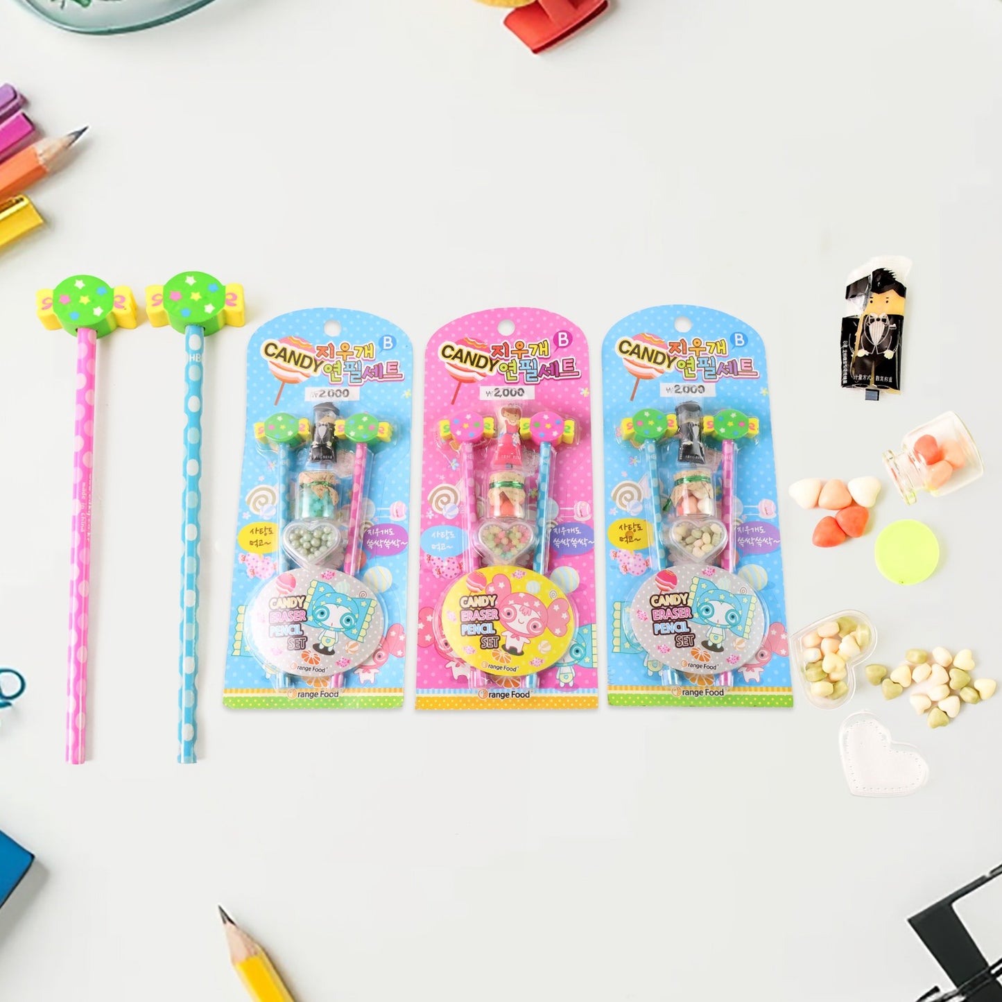 Fun Candy Design Pencil Set With Accessories (1 Set  Mix Design) - Happy Price - Image 2