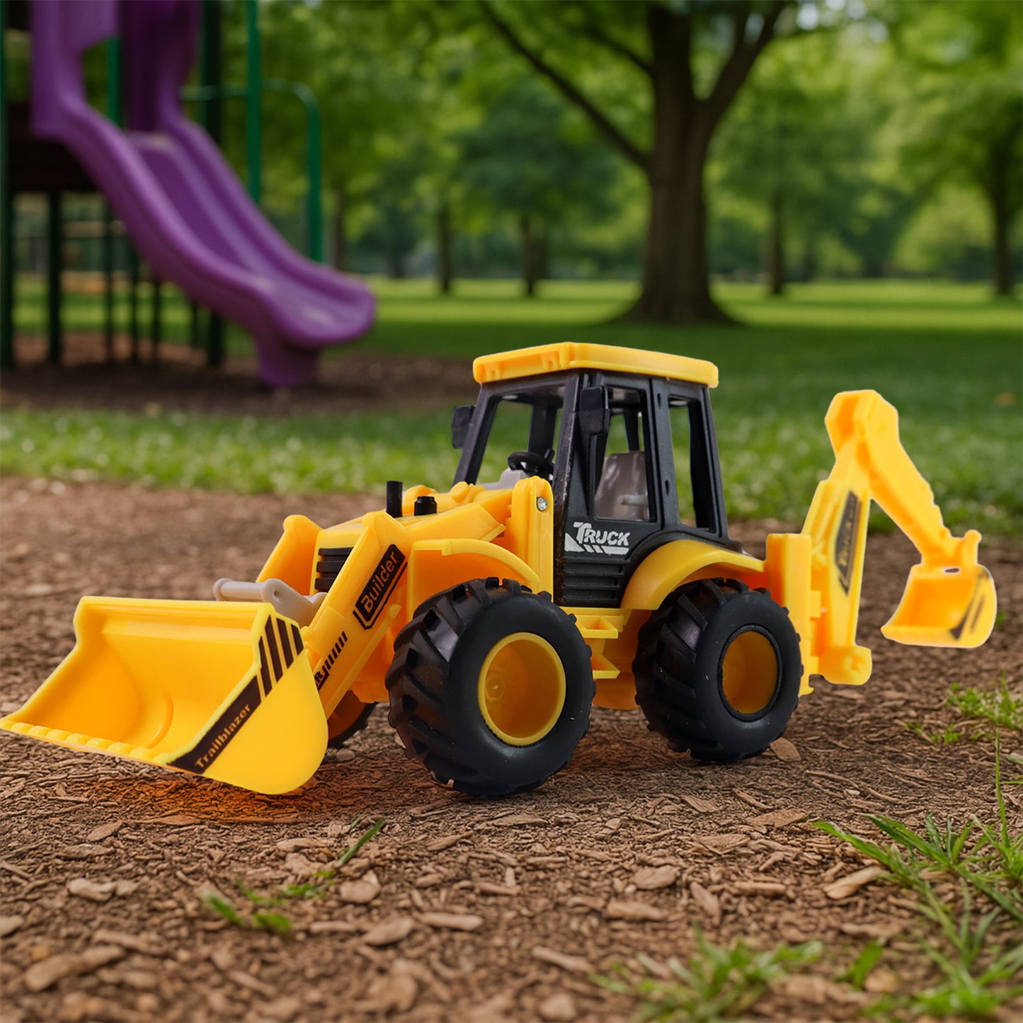 Lala Friction Powered Jcb Style Backhoe Loader Construction Toy Truck For Kids (1 Pc) - Happy Price - Image 2