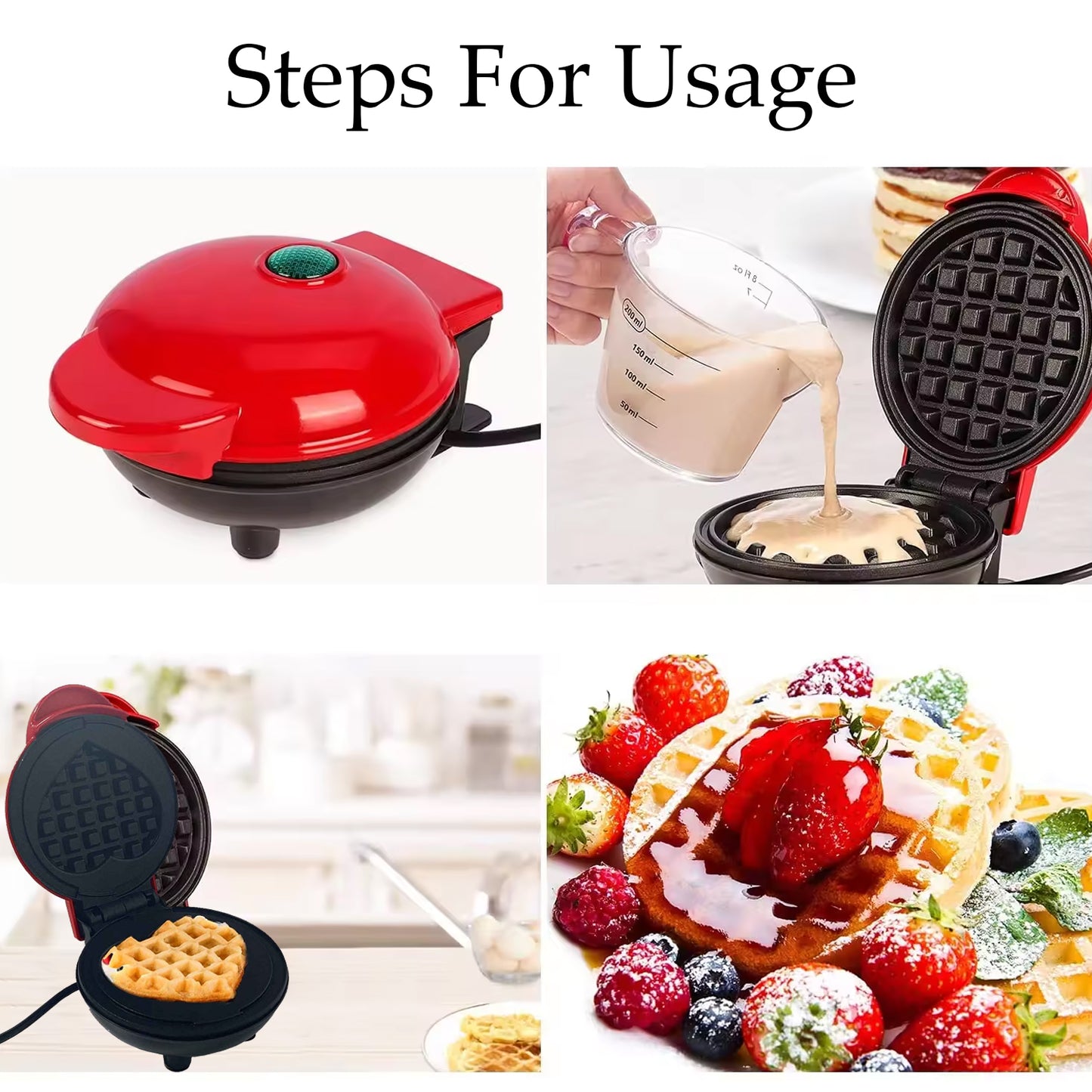 Mini Waffle Maker Machine Waffle Iron Home Appliances Kitchen Gift Easy To Clean On-stick Surfaces Perfect Breakfast Dessert Sandwich Pan Cakes Paninis  Other Snacks Machine - Happy Price - Image 5