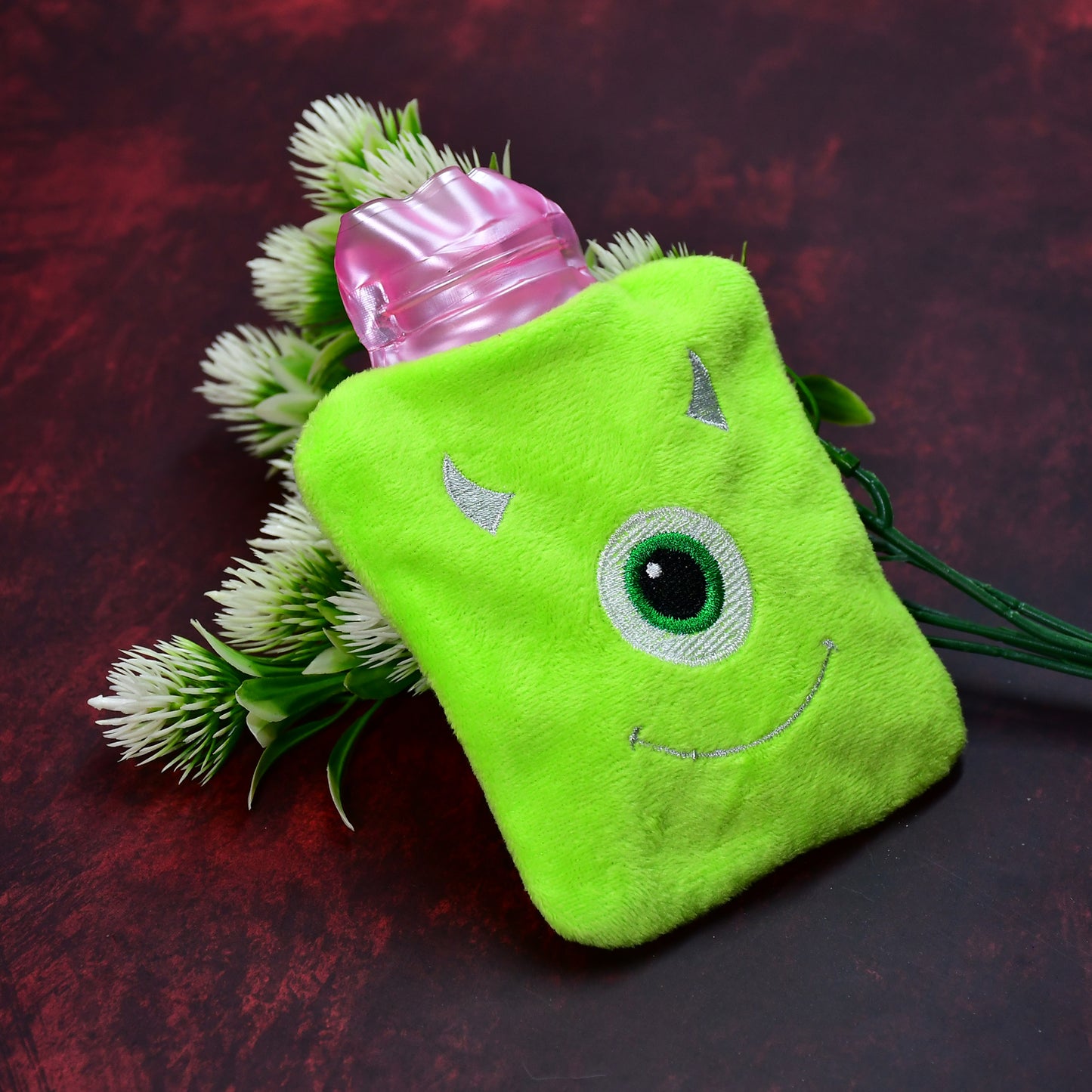 Green One Eye Monster Print Small Hot Water Bag With Cover For Pain Relief Neck Shoulder Pain And Hand Feet Warmer Menstrual Cramps. - Happy Price - Image 7