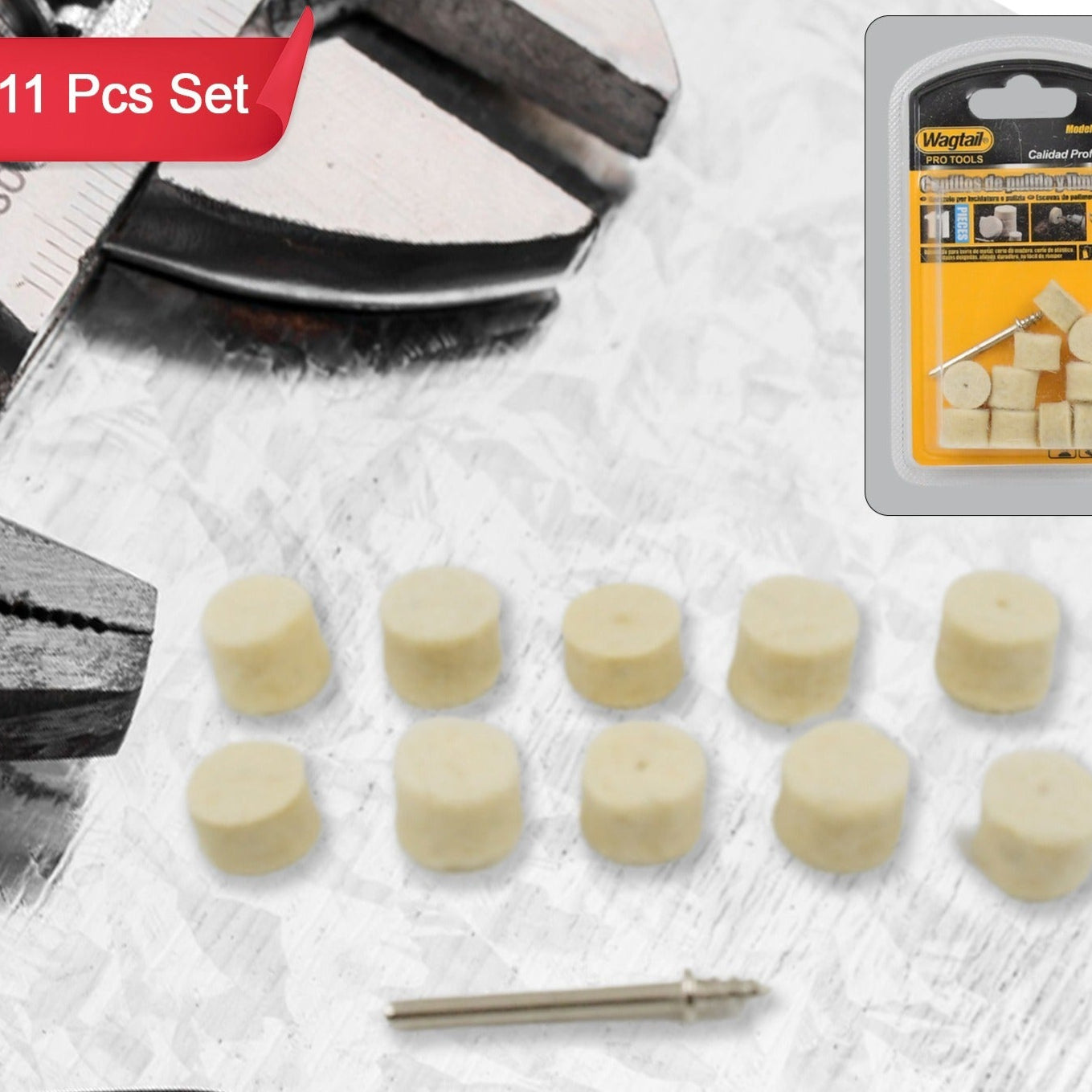 Rotary Tool Accessory Wool Felt Polishing Pad Felt (11 Pcs Set) - Happy Price - Image 1