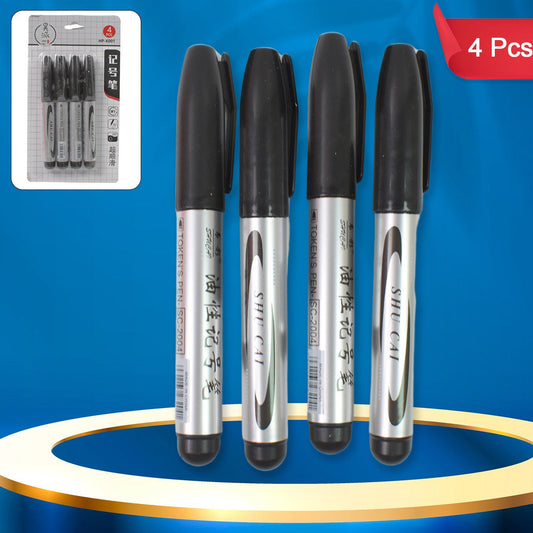 Black Marker Used In All Kinds Of School College (4 Pcs Set) - Happy Price - Image 1