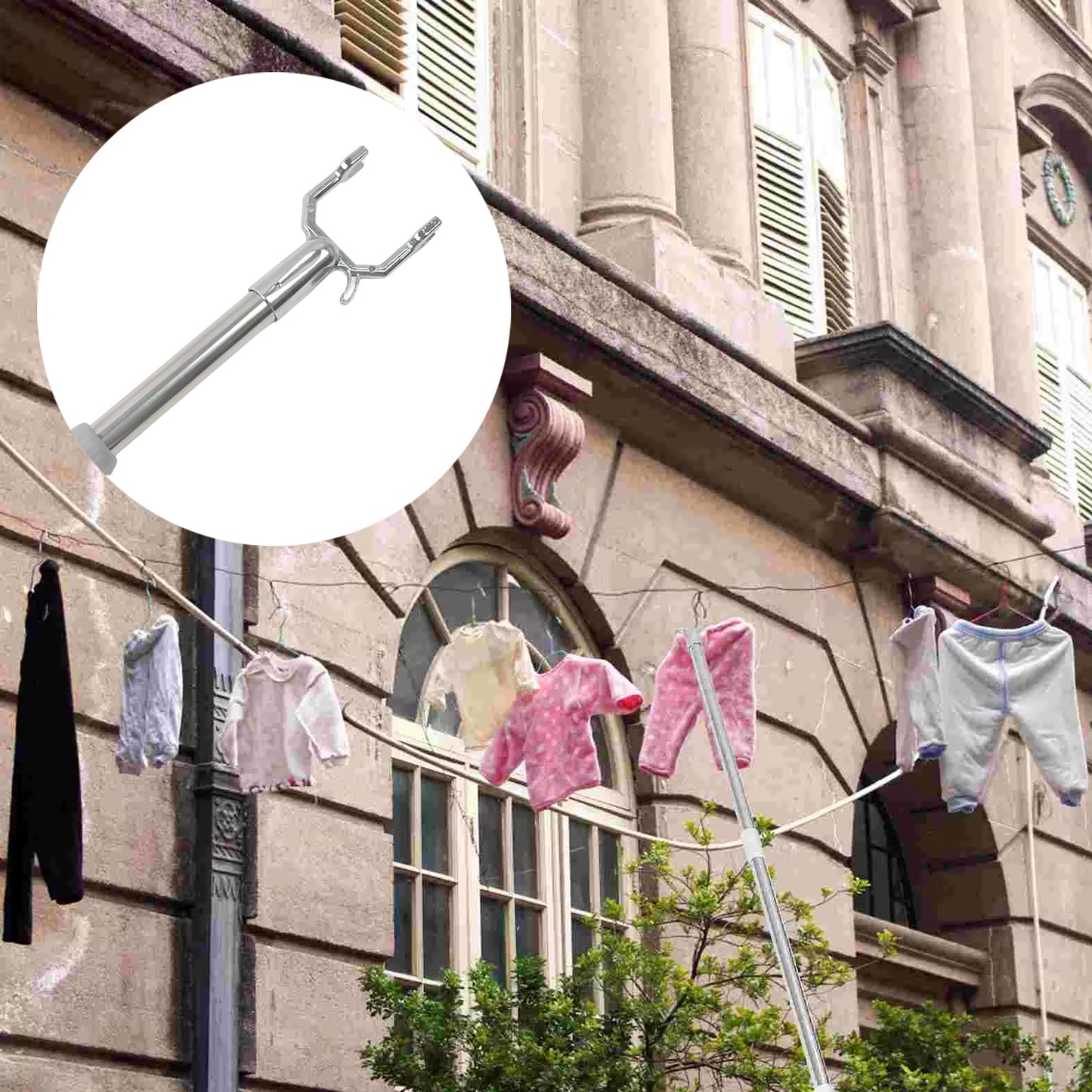 Stainless Steel Telescopic Pole Clothes Hooks Hanger (1 Pc  155 Cm) - Happy Price - Image 6