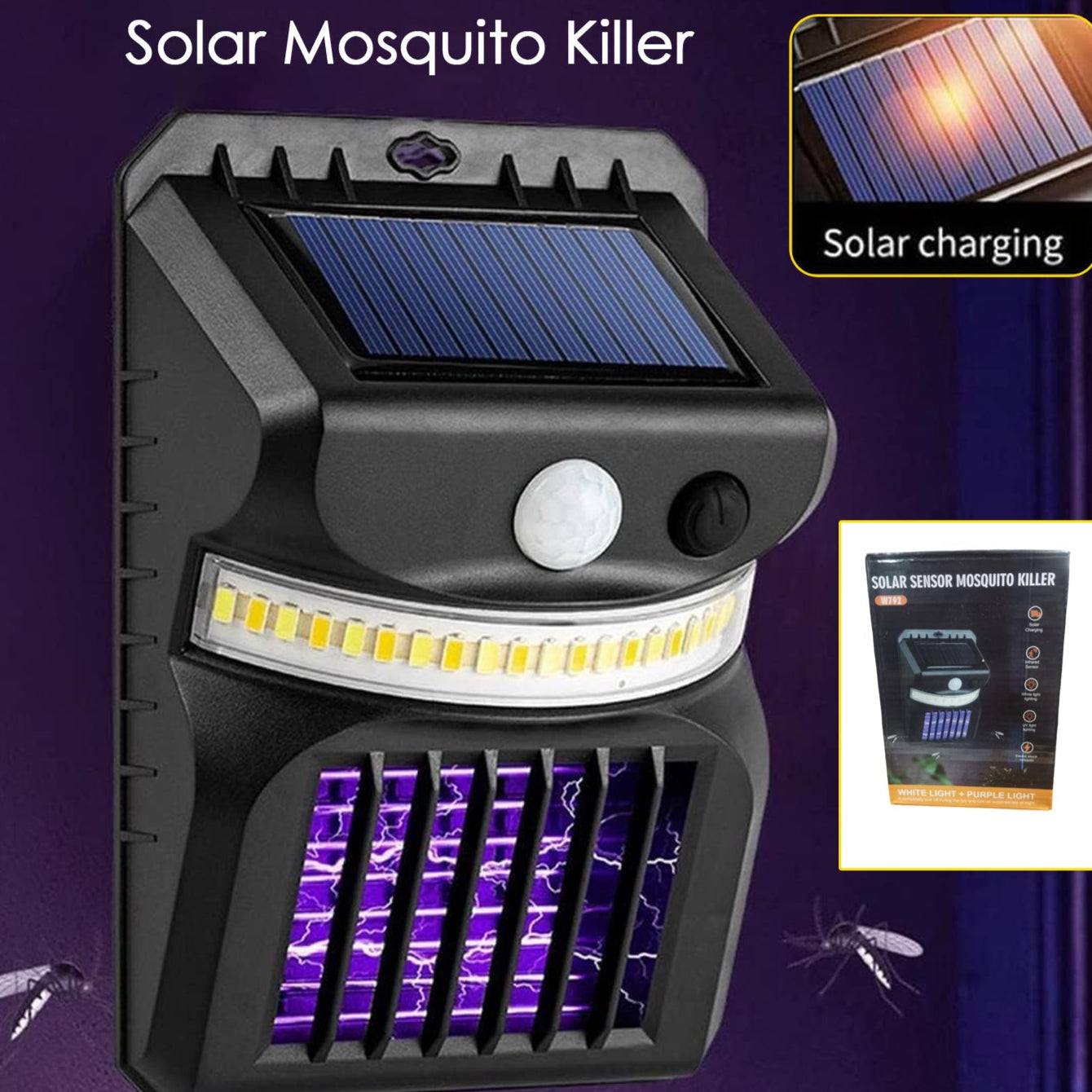 Bug Zapper Outdoor 2 In 1 Solar Mosquito Zapper Lamps (1 Pc) - Happy Price - Image 1