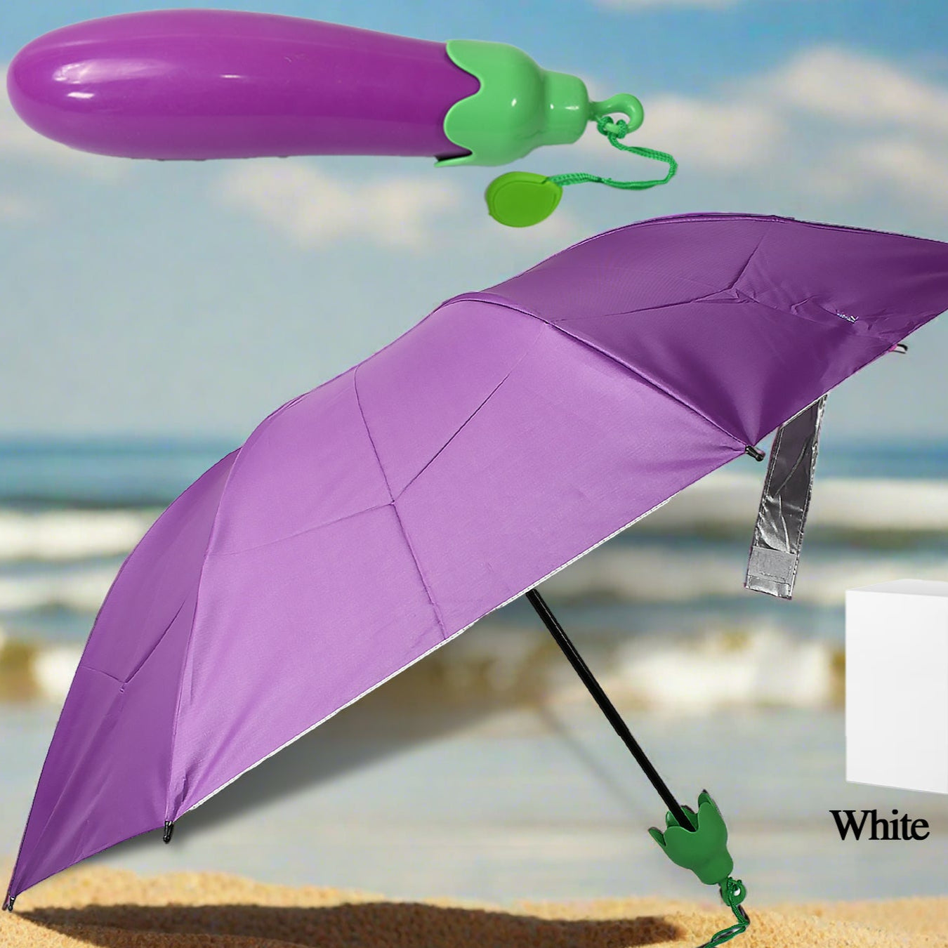 Vegetable Shaped Folding Umbrella Plastic Case Creative Fashion Folding Mini Sun Shade Rain Umbrella Unique Umbrella Sun  Uv Protection Cute Design (1 Pc) - Happy Price - Image 1