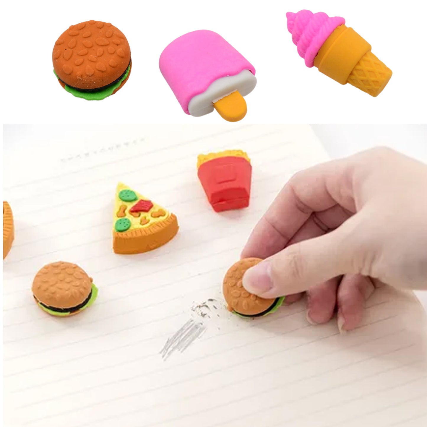 Mix Design Fancy Stylish Colorful Erasers (1 Set 3 Pc Set) - Happy Price - Image 4
