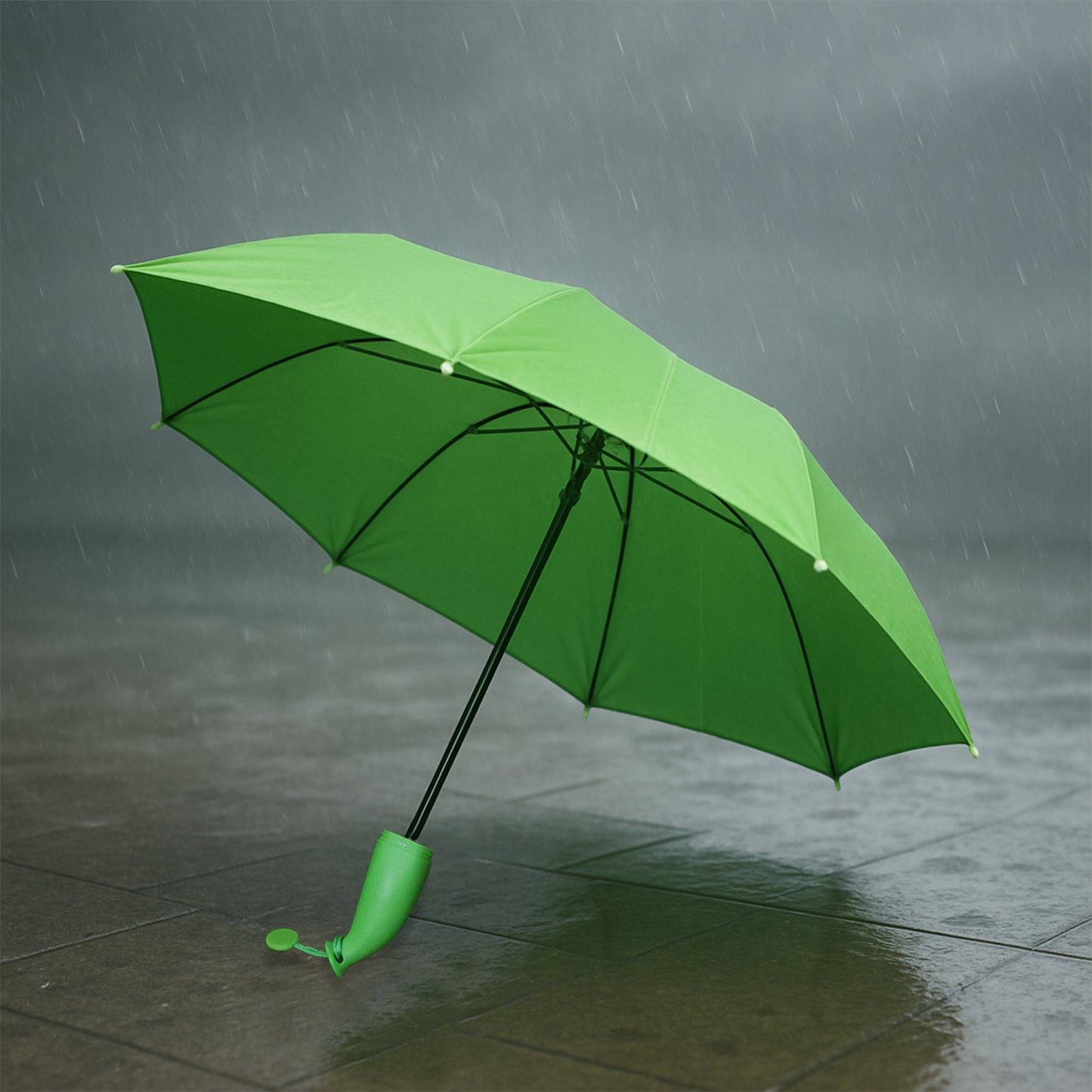 Green Stylish Banana Shaped Mini Foldable Umbrella - Happy Price - Image 3