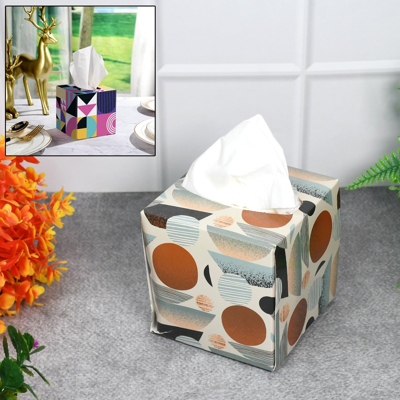 Tissues Cube Box  Stylish And Practical Tissue Holder For Home  Office (50 Pcs Set Approx) - Happy Price - Image 1