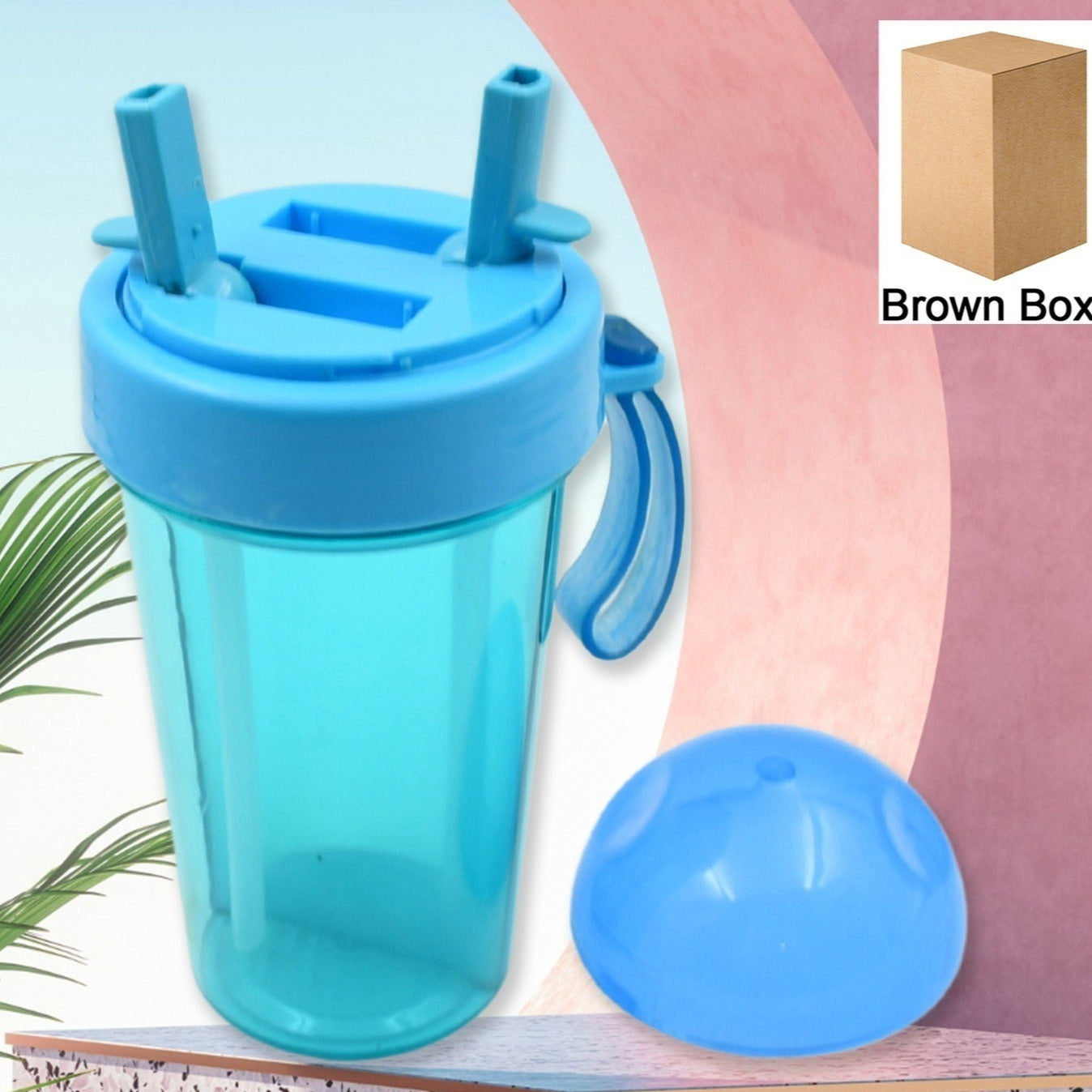 2 Drinks In 1 Cup Water Bottle Stable Sturdy Dual Use Bottle 2 Straws For Shopping Travel For Outdoor Activities (1 Pc) - Happy Price - Image 1