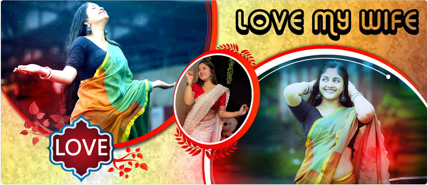 "Love My Wife" Golden Collage – Custom Photo Print Ceramic Mug (11oz) - Personalized Gift with 3 Photos