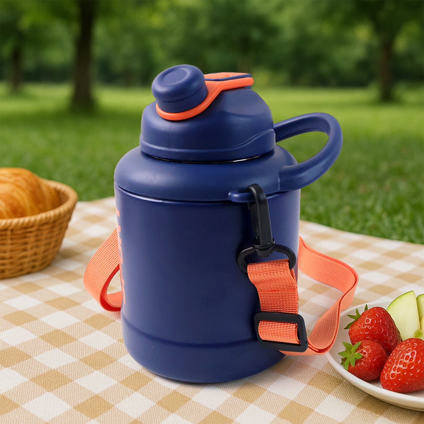 Sports Vacuum Bottle With Shoulder Strap 1 Pc Stylish Mix Design  Size - Happy Price - Image 4