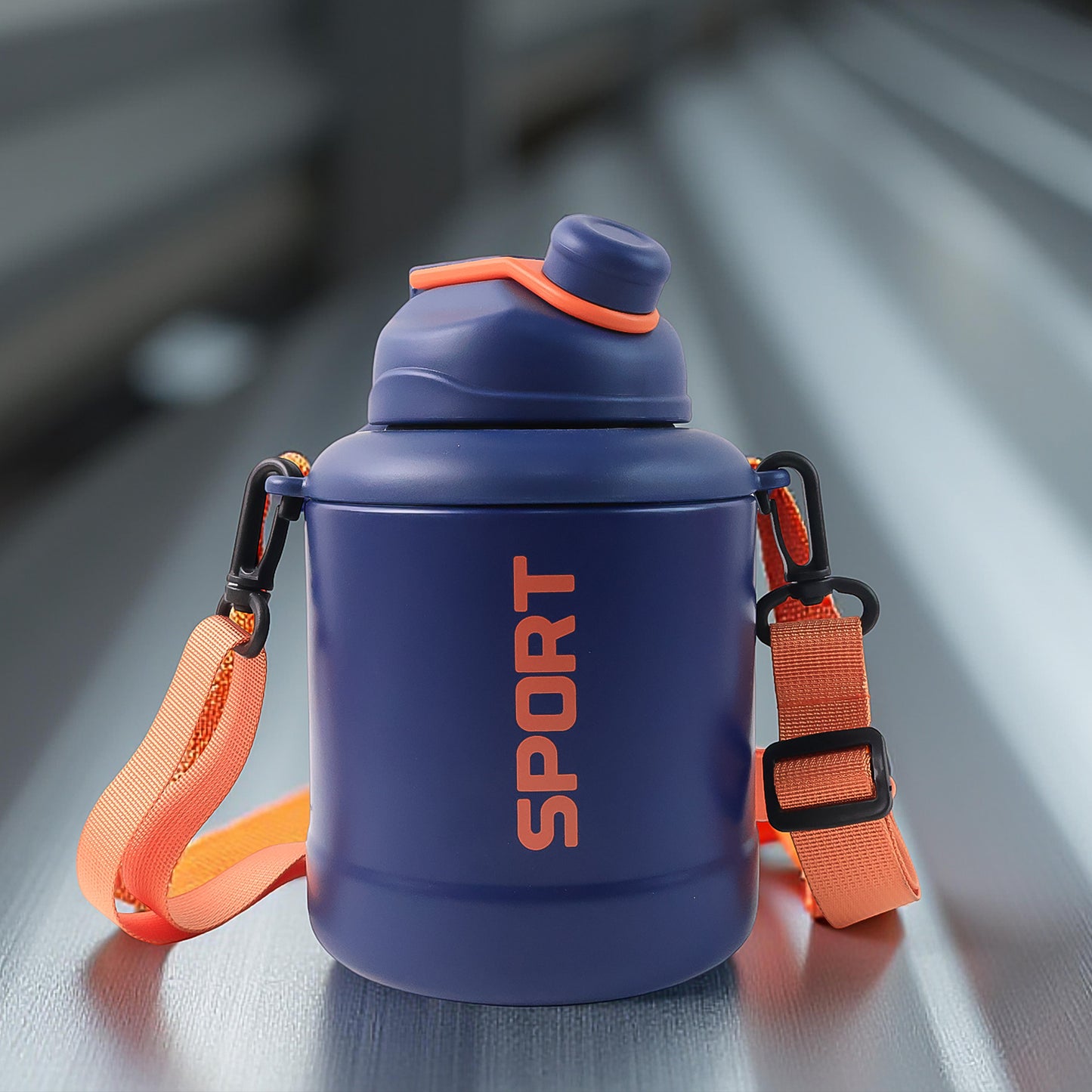 Sports Vacuum Bottle With Shoulder Strap 1 Pc Stylish Mix Design  Size - Happy Price - Image 6