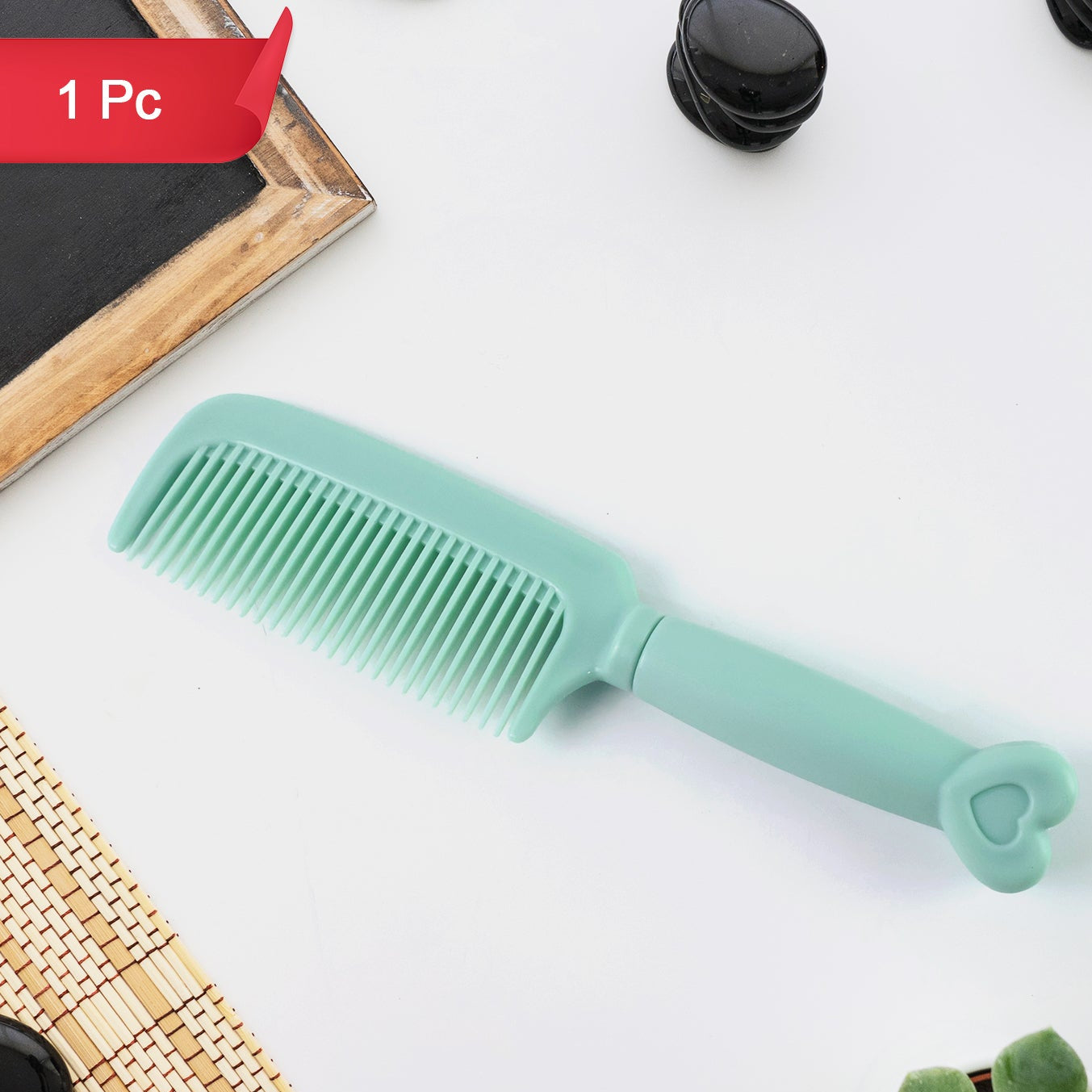 Plastic Hair Comb With Heart-shaped Handle (1 Pc) - Happy Price - Image 1