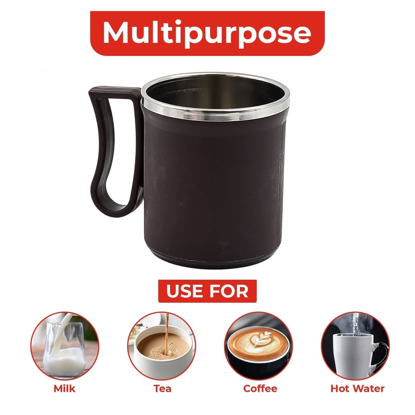 Coffee Mug With Lid And Handle-plastic Covered Stainless Steel Mug (Random Color Approx 200 Ml) - Happy Price - Image 6